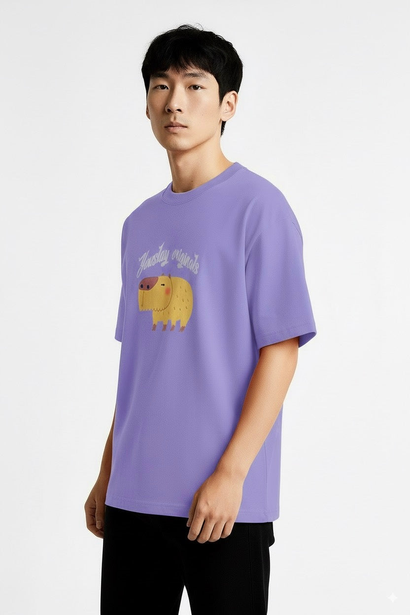 Round neck oversized printed T-shirt