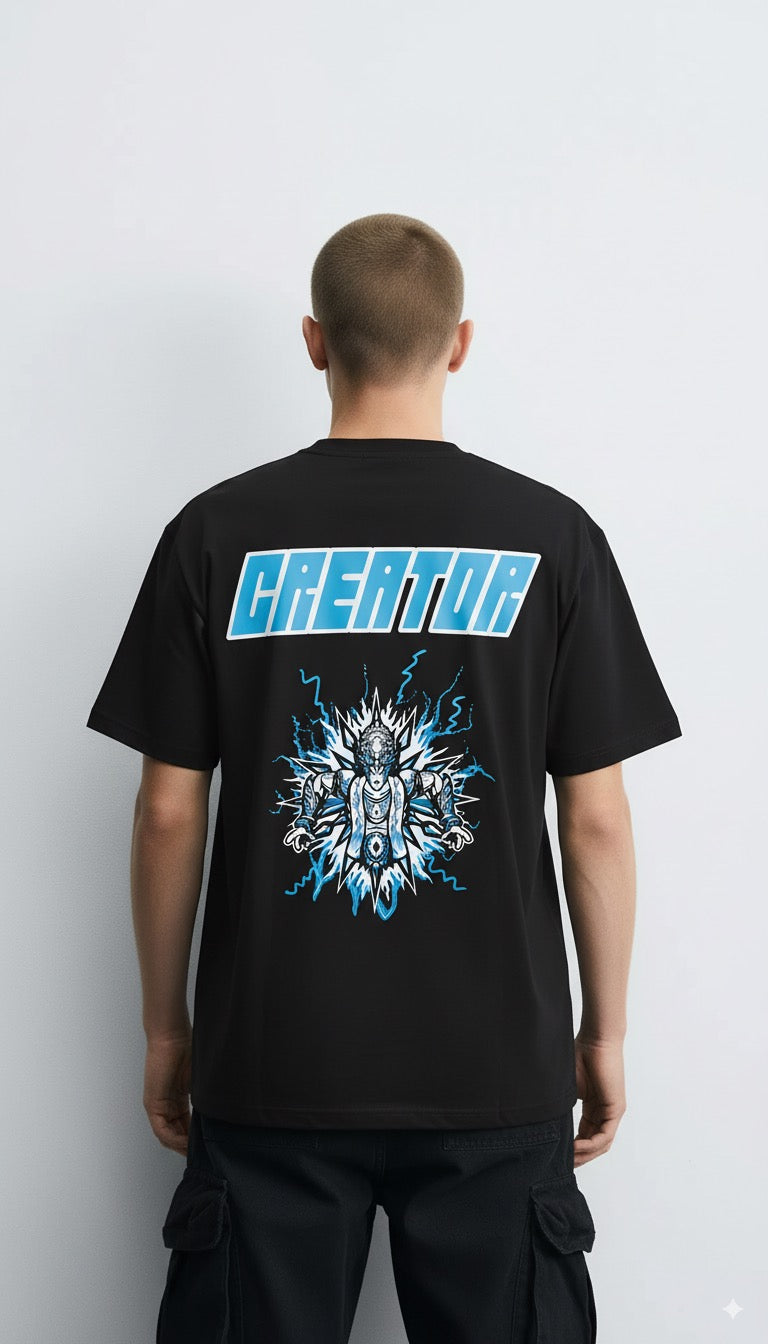 Round neck oversized printed T-shirt