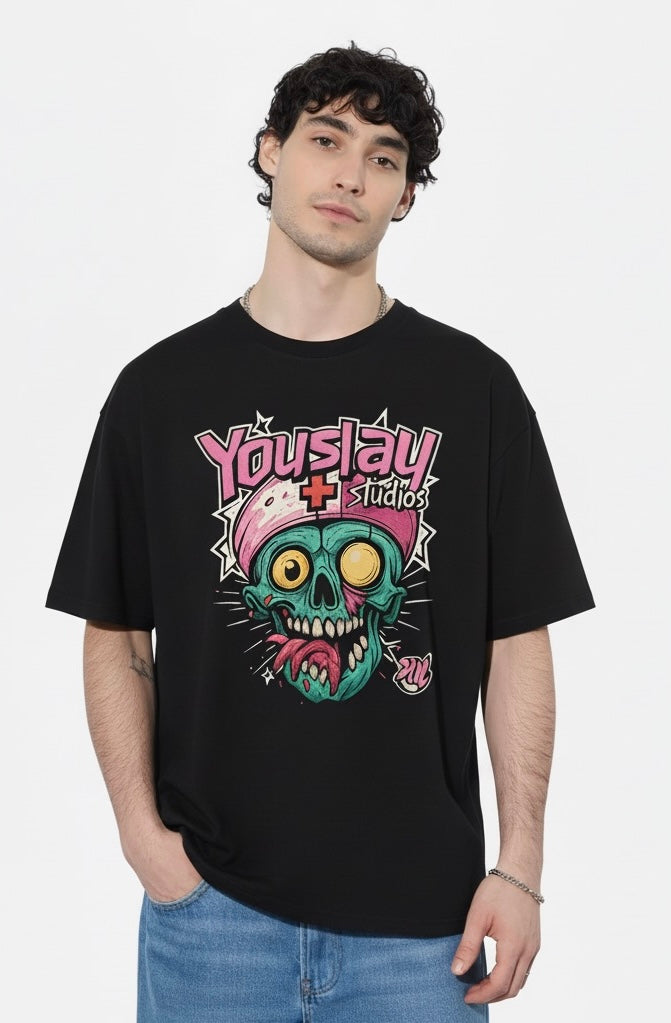 Round neck oversized printed T-shirt