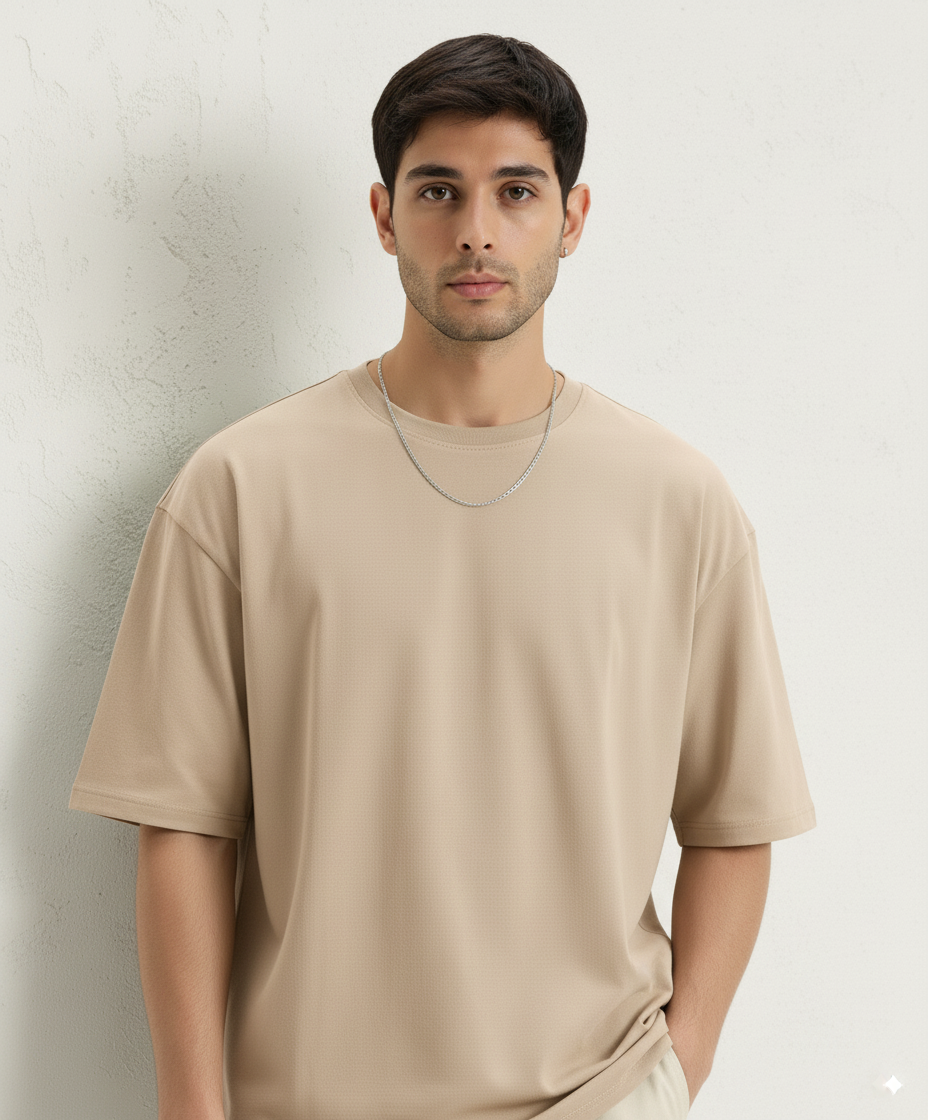 Round neck oversized basic T-shirt