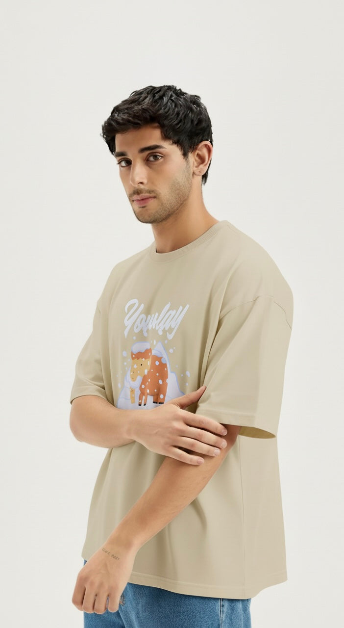 Round neck oversized printed T-shirt