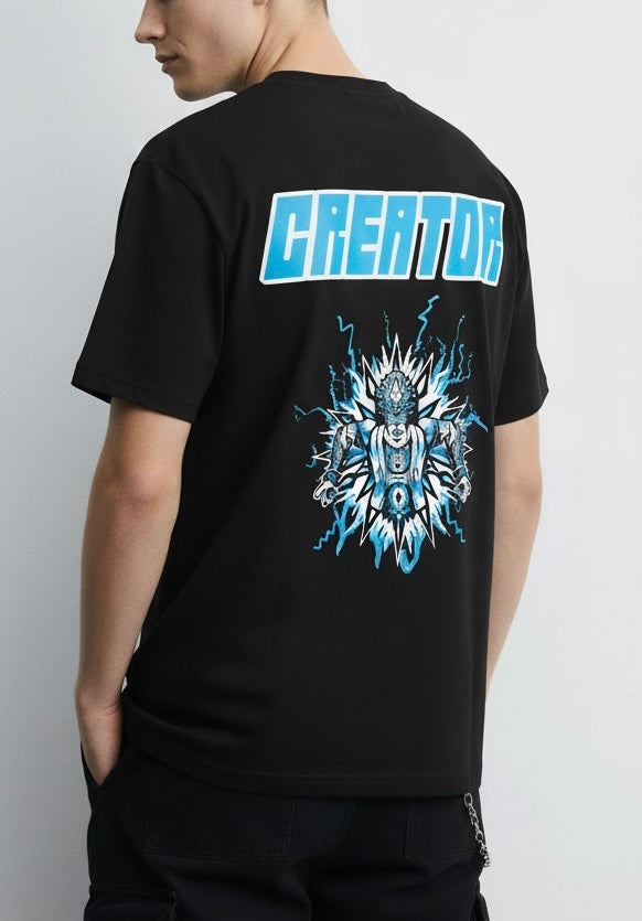 Round neck oversized printed T-shirt