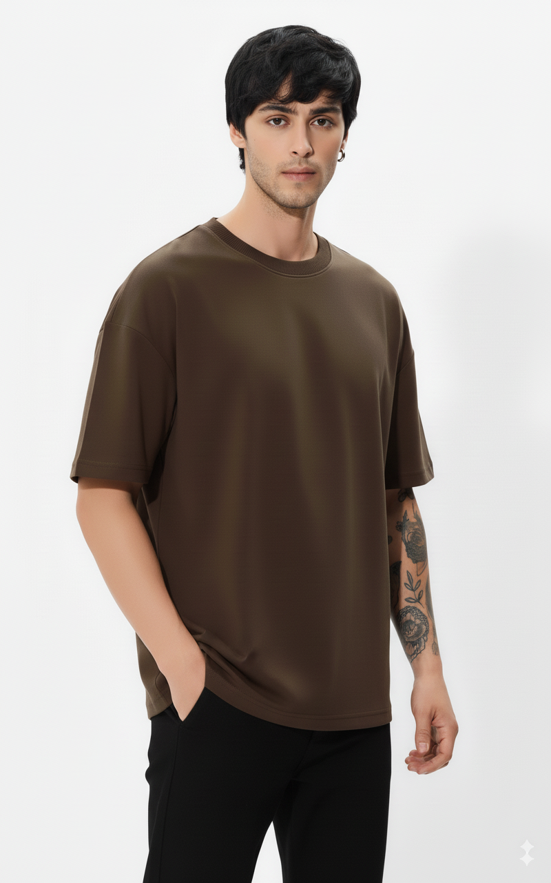 Round neck oversized basic Printed T-shirt