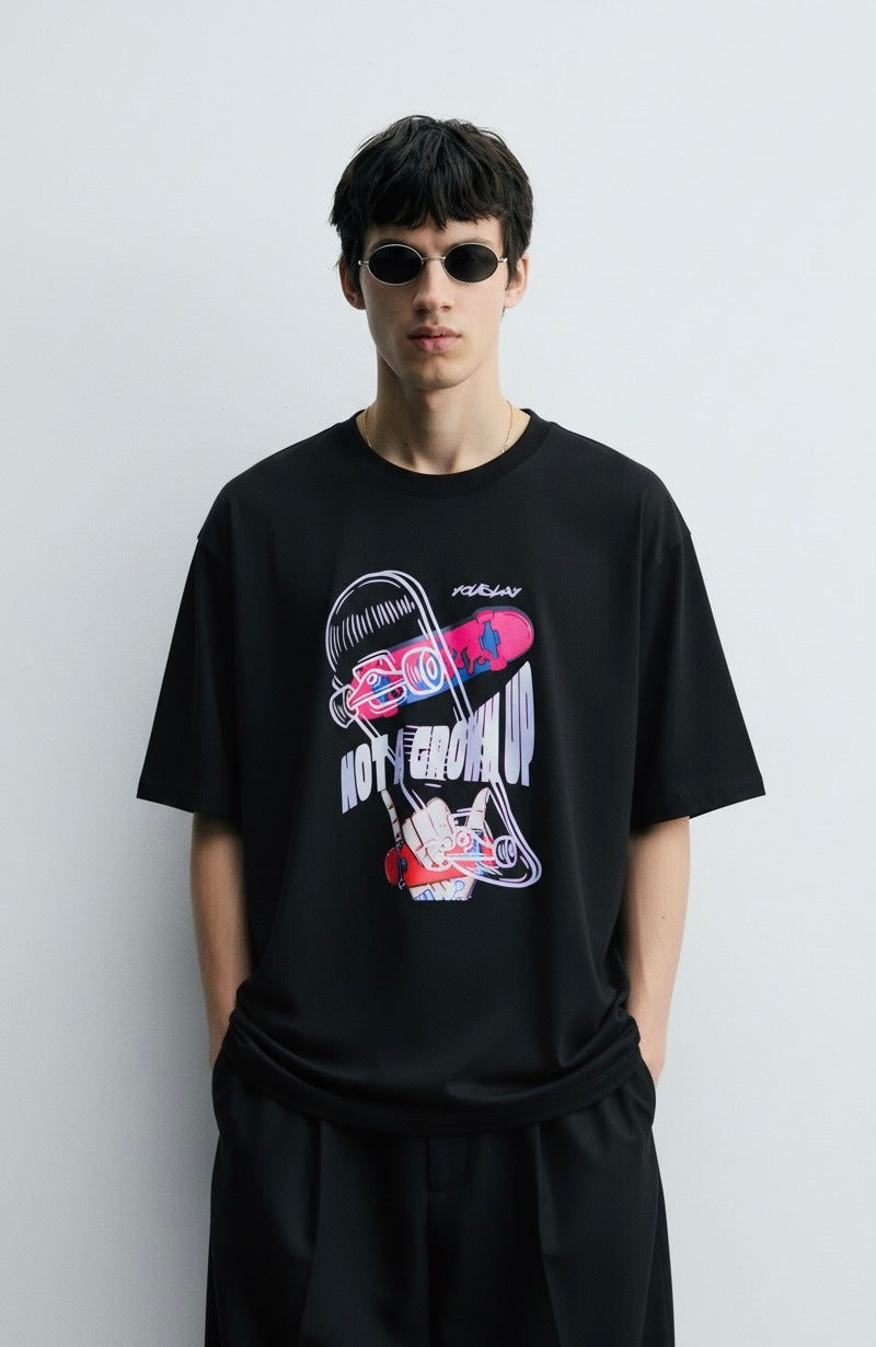 Round neck oversized printed T-shirt