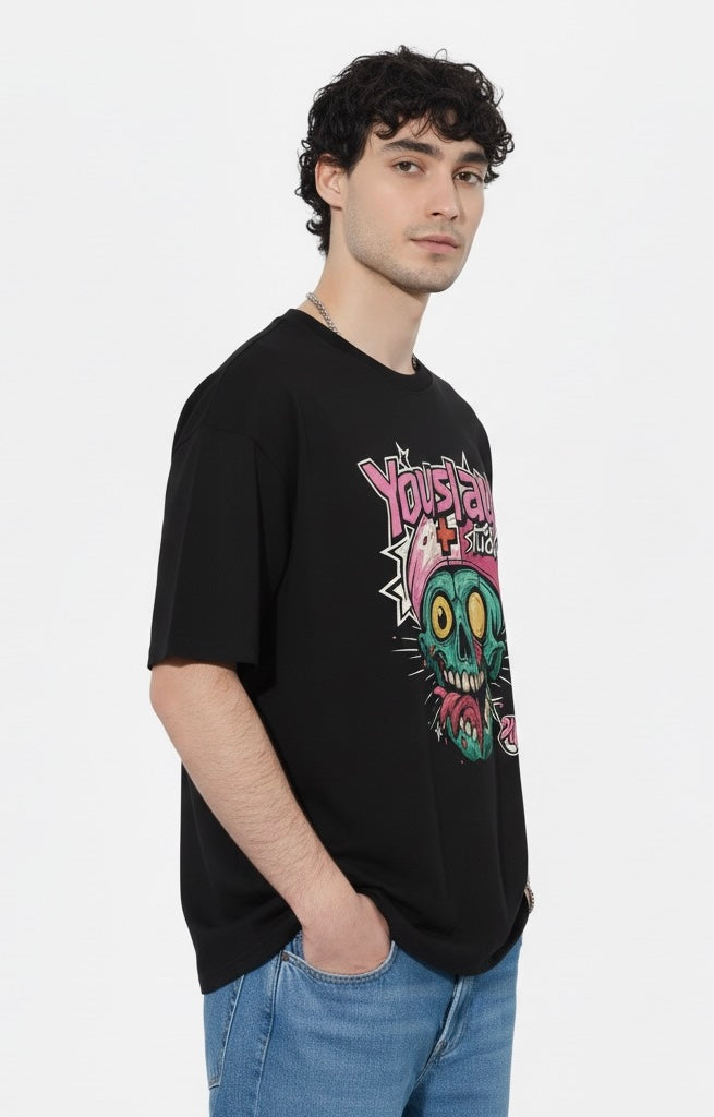 Round neck oversized printed T-shirt