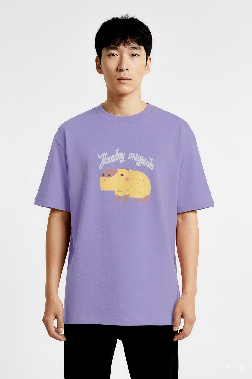 Round neck oversized printed T-shirt