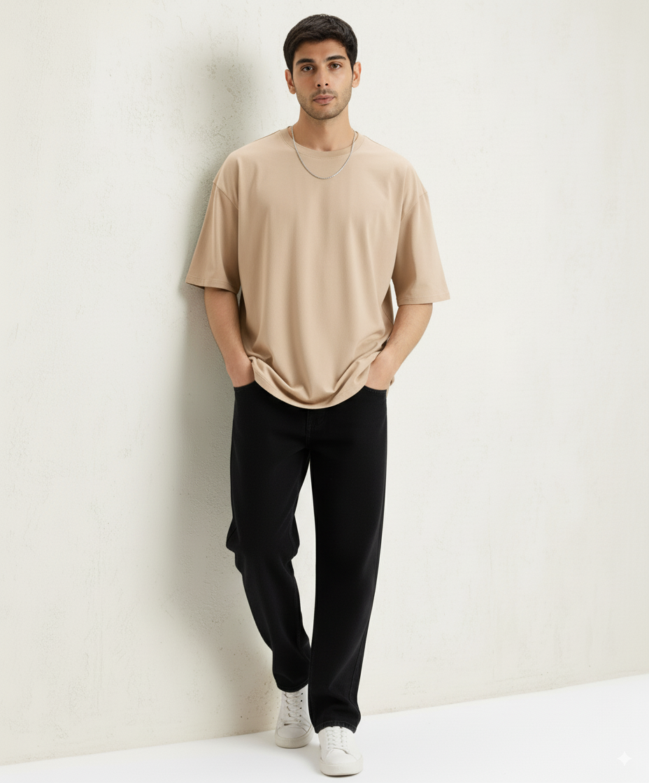 Round neck oversized basic T-shirt