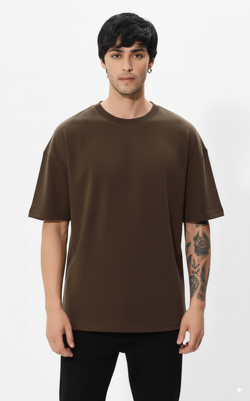 Round neck oversized basic Printed T-shirt