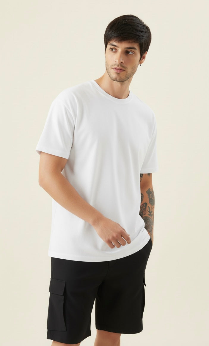 Round neck oversized basic T-shirt
